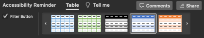 Grupo Estilos de tabla en Excel para Mac