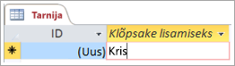 Screen snippet of ID in Supplier table