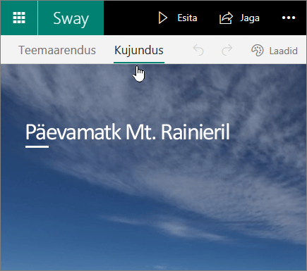 Sway menüü „Kujundus“.