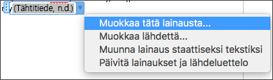 Lainausten muokkaaminen