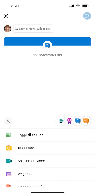 Yammer-spørsmål på en iOS-mobiltelefon