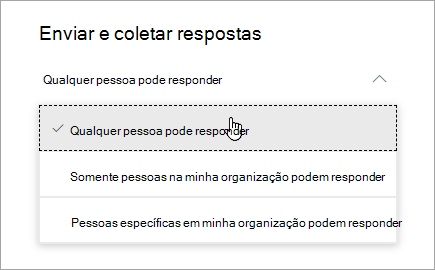 Compartilhar opções para Microsoft Forms