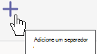 O símbolo de adição na barra de ferramentas permite-lhe adicionar um separador ao canal atual do Teams.