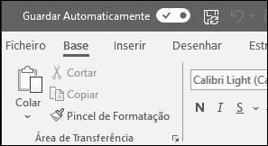 O botão de alternar Guardar Automaticamente no Office