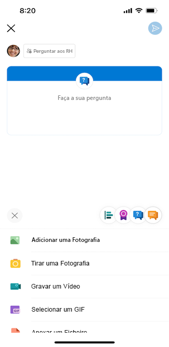 Pergunta do Yammer num telemóvel iOS