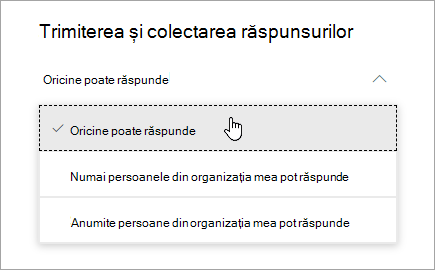 Opțiuni de partajare pentru Microsoft Forms