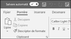 Comutatorul Salvare automată în Office