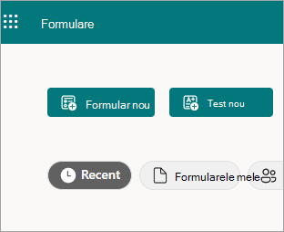 Imagine cu ecranul pentru a începe un formular nou