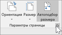 Снимок экрана: группа "Параметры страницы" с выделенной кнопкой "Автоподбор размера"