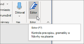 Vyberte položku Editor na karte Domov alebo stlačením klávesu F7 otvorte tablu Editor.