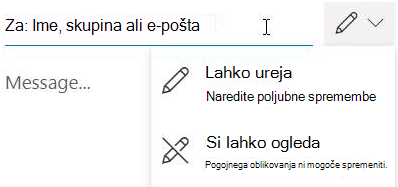 Izberite ikono svinčnika, da prejemnikom dodelite dovoljenje »uredi« ali »samo za branje«.