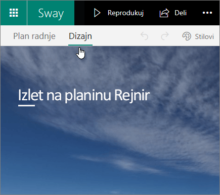 Kartica „Dizajn“ u usluzi Sway