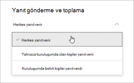 Microsoft Forms için paylaşım seçenekleri