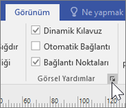 Dinamik Kılavuz ve Bağlantı Noktaları’nın seçili olduğu Görünüm seçeneklerinin ekran görüntüsü