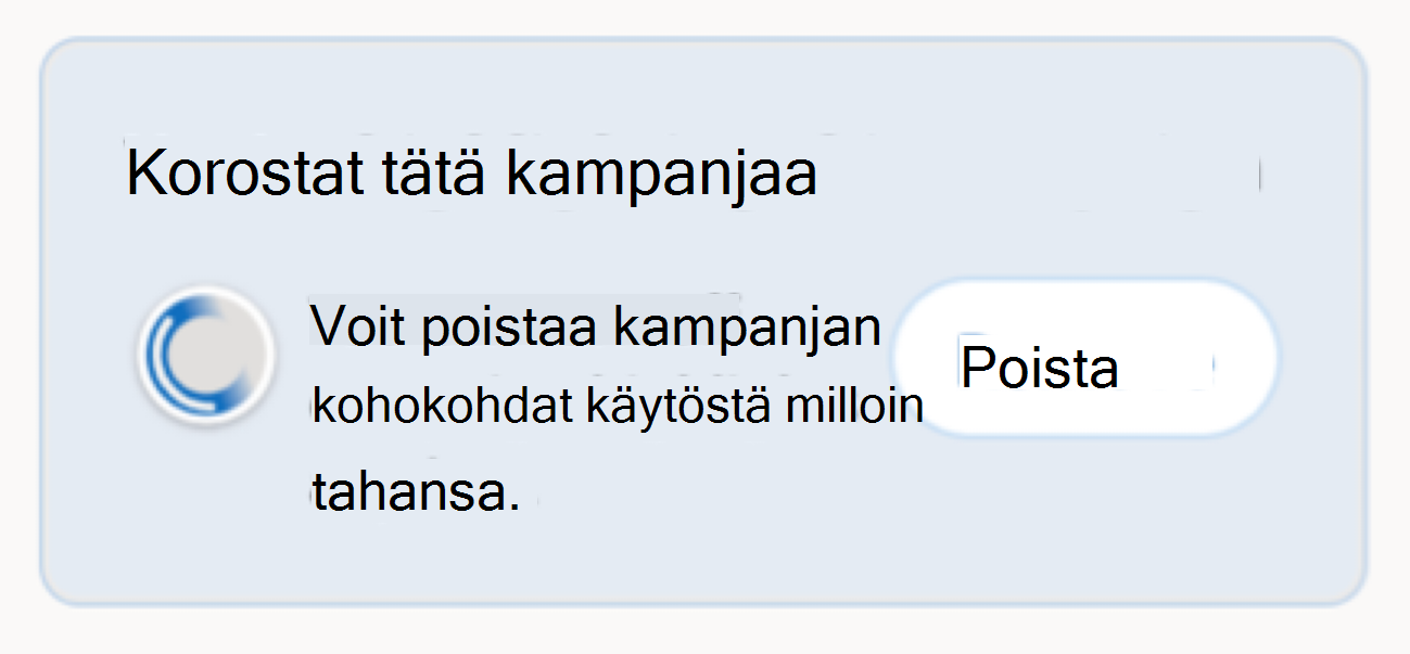 Muokkausnäkymään ilmestyy moduuli, joka ilmoittaa, että mainostat kampanjaa lisäämällä profiiliisi nauhan.