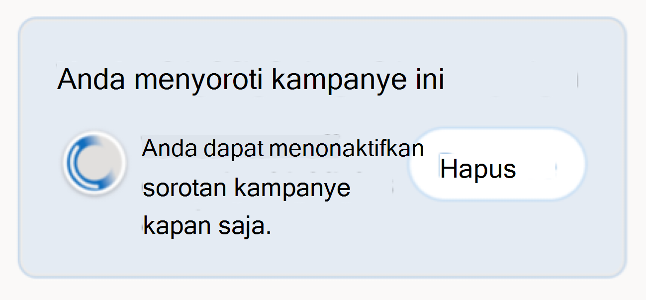 Modul akan muncul di alur cerita untuk memberi tahu bahwa Anda mempromosikan kampanye dengan menambahkan selempang ke profil Anda.