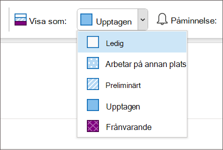 Inställningar för kalenderstatus.