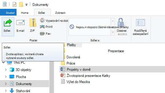Kde najdete tlačítko Sdílet v Průzkumník souborů na Windows 10