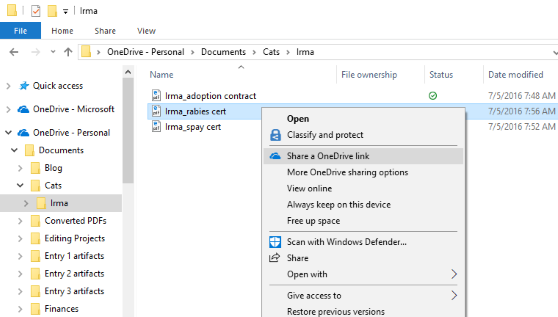 How to share a file via Microsoft OneDrive on Windows 10