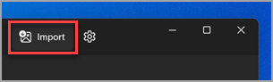 The location of the Import button in the Windows 11 Photos app.
