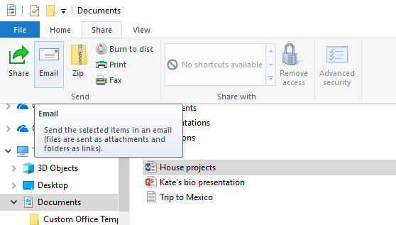 How to share a file via email on Windows 10