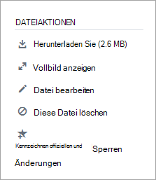 Abschnitt "Dateiaktionen"