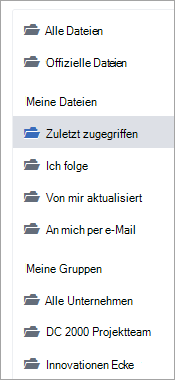 Liste mit Dateispeicherorten