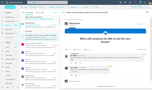 Interagieren mit Yammer in einer Outlook-E-Mail-Nachricht