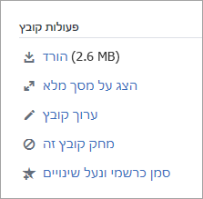 המקטע 'פעולות קובץ'