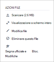 Sezione Azioni file