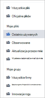 Lista z lokalizacjami plików