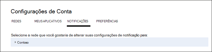 Captura de ecrã a mostrar as definições de cada rede