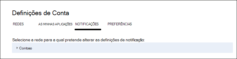 Captura de ecrã a mostrar as definições de cada rede