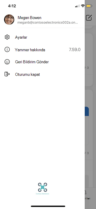 Yammer mobil profil avatarı