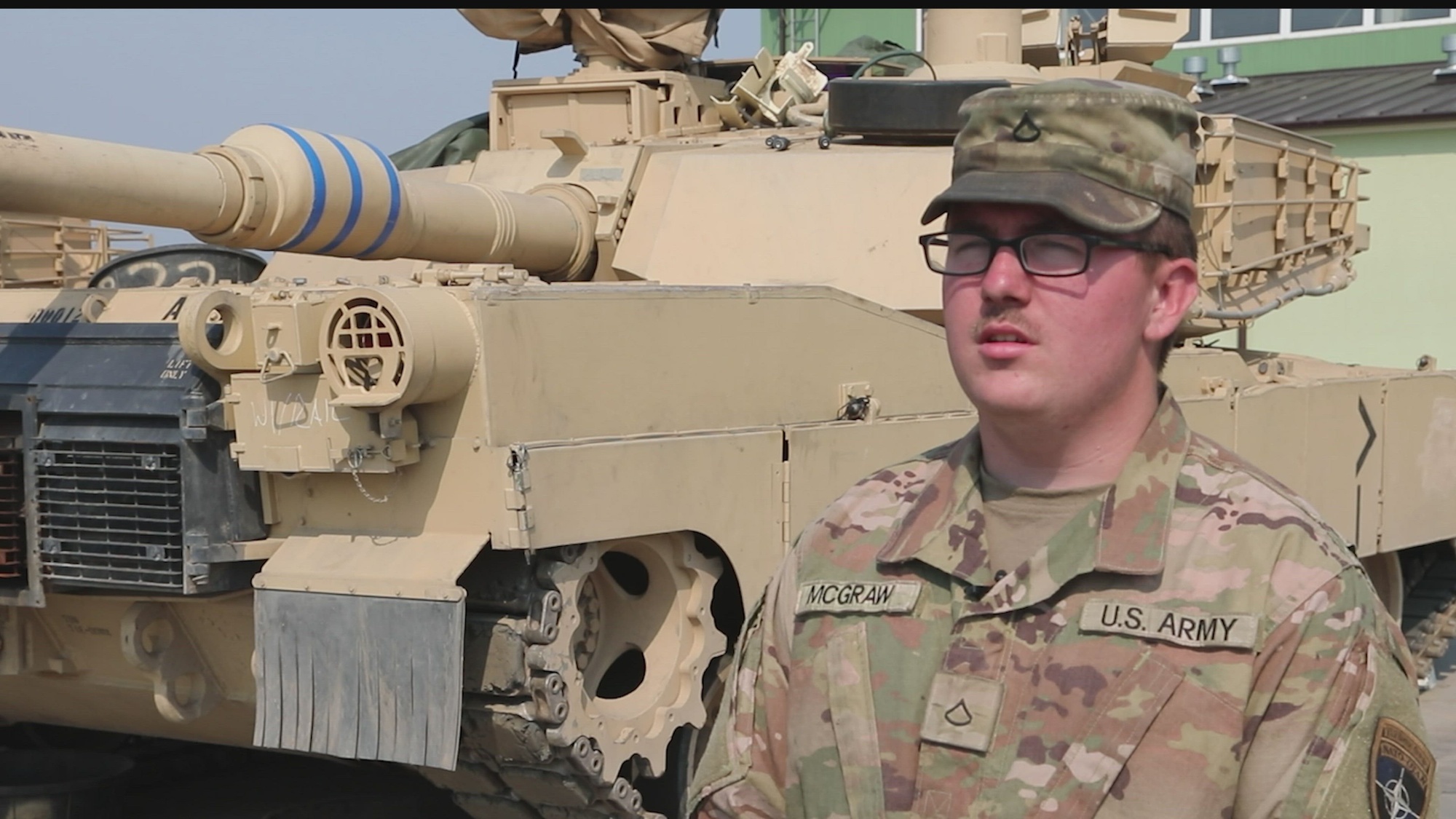 U.S. Army Pfc. Nicholas McGraw, an Abrams tank mechanic assigned to Bravo “Bad Bet” Company, 2nd Battalion, 12th Cavalry Regiment, 1st Armored Brigade Combat Team, 1st Cavalry Division, talks about why he serves at Bemowo Piskie Training Area, Poland, Sept. 6, 2024. The 1st Cavalry Division’s mission is to engage in multinational training and exercises across the continent, strengthening interoperability with NATO allies and regional security partners, which provides competent and ready forces to V Corps, America’s forward-deployed corps in Europe.
(U.S. Army video by Spc. Brett Thompson and Staff Sgt. Richard Wooten)