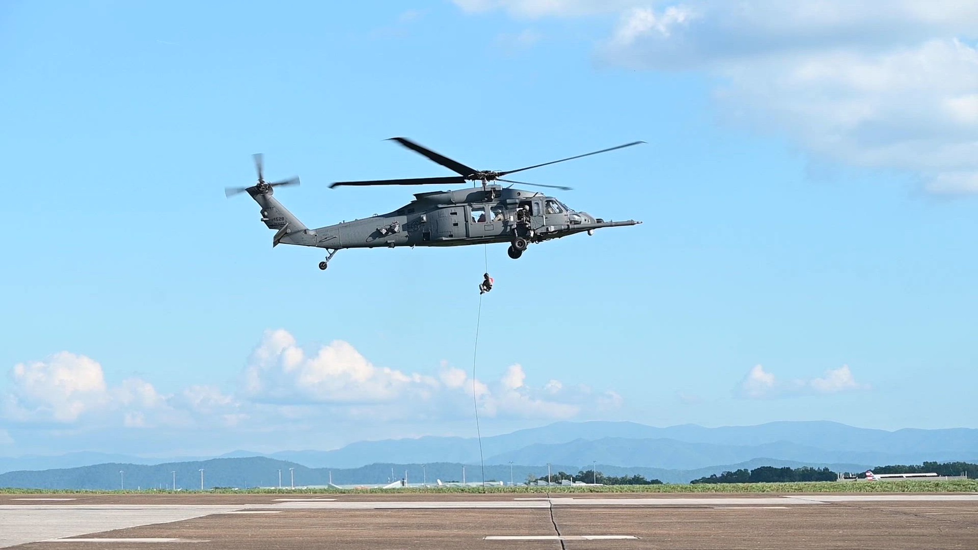 The 563d Personnel Recovery Task Force highlights the operations performed during the Humanitarian Assistance and Disaster Relief efforts at McGhee Tyson Air National Guard Base, Tennessee, Oct. 21, 2024. The 563d PRTF conducted rescue and recovery operations in support of the U.S. Northern Command and Air Forces Northern, Defense Support of Civil Authorities Disaster Relief mission following the wake of Hurricane Helene. (U.S. Air Force video by Senior Airman Andrew Garavito)