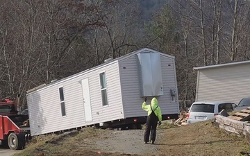 Manufactured Housing Units Transported to Commercial Park for Survivors