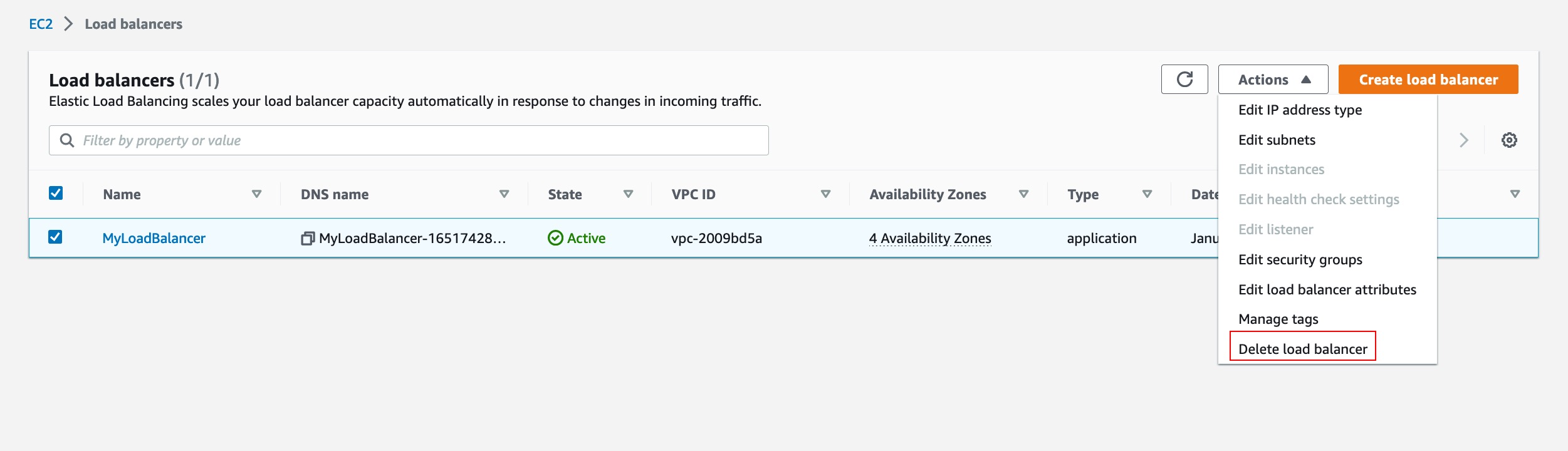 Delete Load Balancers