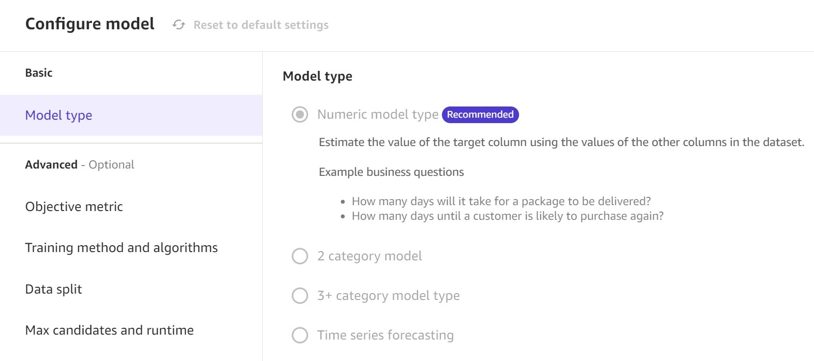 Automatic ML model selection