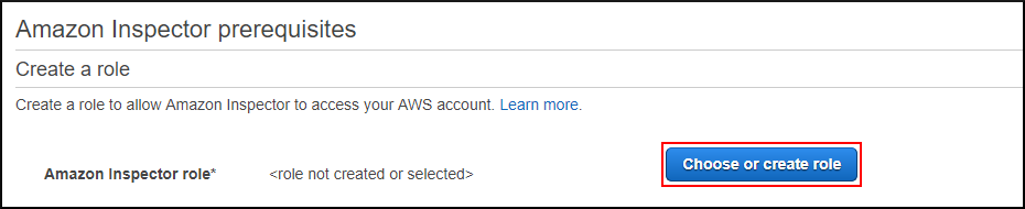 Screenshot of creating an IAM service role for Amazon Inspector