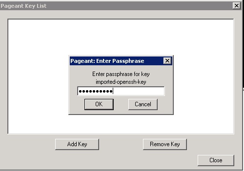 Screenshot of typing the passphrase