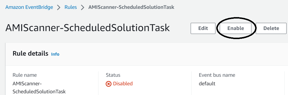Figure 2: Enable Amazon EventBridge scheduled rule