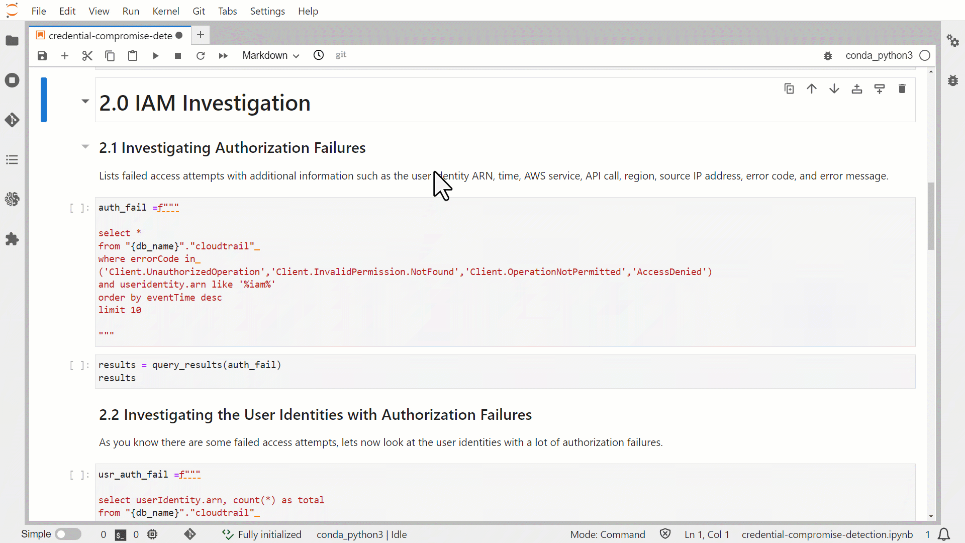 Figure 5: Run predefined Athena queries in JupyterLab