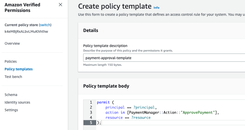 Figure 5: Creating a policy template