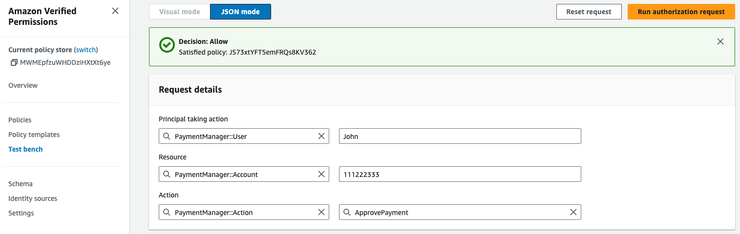 Figure 7: Using the test bench to test if Jeff can approve payment