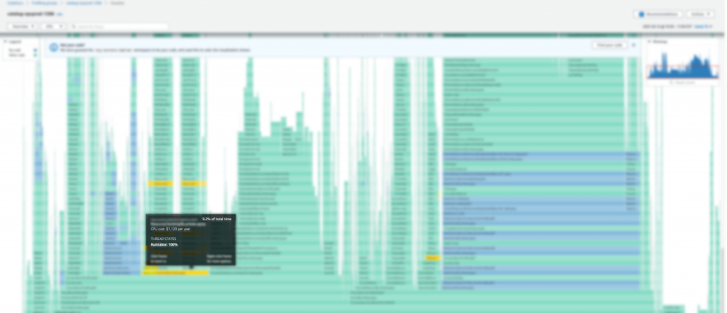 Flame graph displayed lower CPU usage after changes