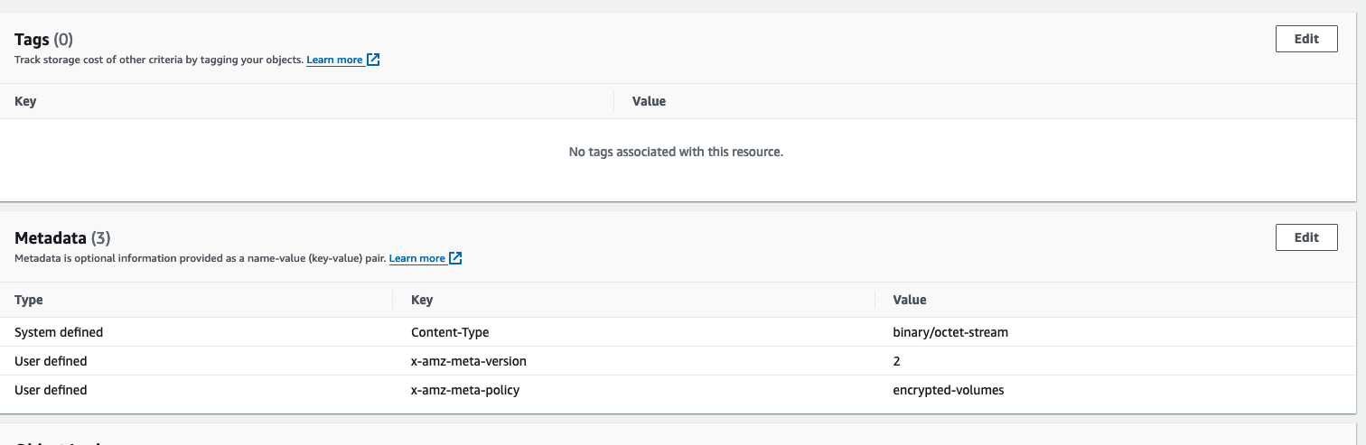 Figure shows the updated S3 Object metadata version of the custodian policy that is provisioned as Service Catalog product