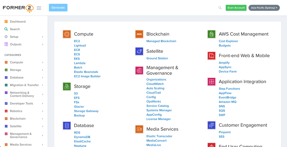 Screenshot of the dashboard showing the existing resources as part of the example.