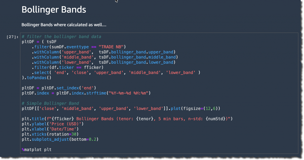 finspace plot bollinger bandcode