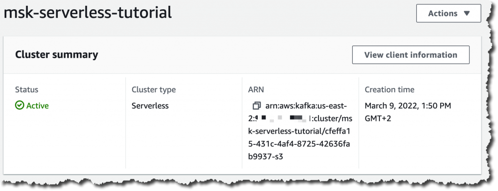 Cluster information page